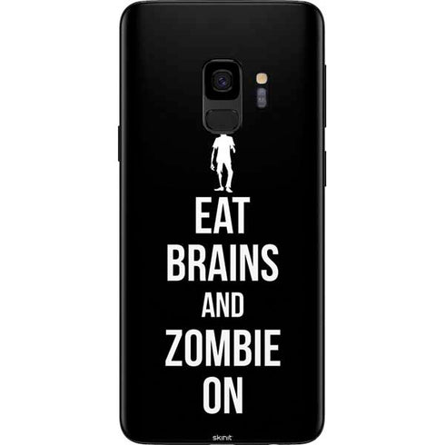 Eat Brains and Zombie On Black Galaxy S9 Skin